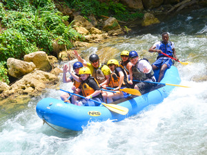 Montego Bay River Rapids Waterfall Explorer, River Rafting, and Beach Excursion 