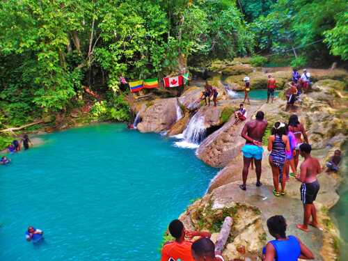Jamaica Ocho Rios Blue Hole, Dunn's River Falls, Lunch and Cocktails at Reggae Hill Tour Tickets