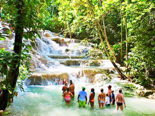Ocho Rios Dunn's River Falls Excursion with Cocktails and Lunch at Reggae Hill 